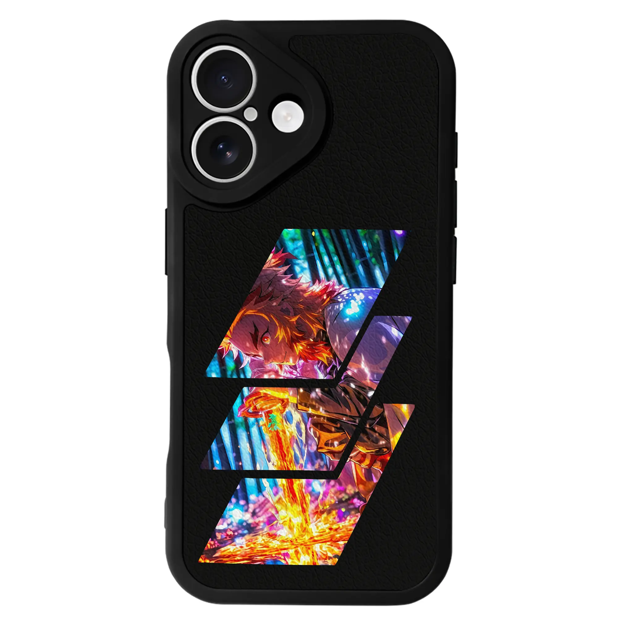 鬼滅の刃 グッズ,煉獄 杏寿郎 - IPhone 16シリーズ対応 ・ シリコンスマホケース ・ レザー調 ・ 高精度フィット ・ 耐衝撃 ・ ワイヤレス充電対応 ・ 精密カット